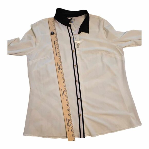 NWT Worthington White with Black Long Sleeve Button-Down Shirt Size XL - Picture 10 of 13